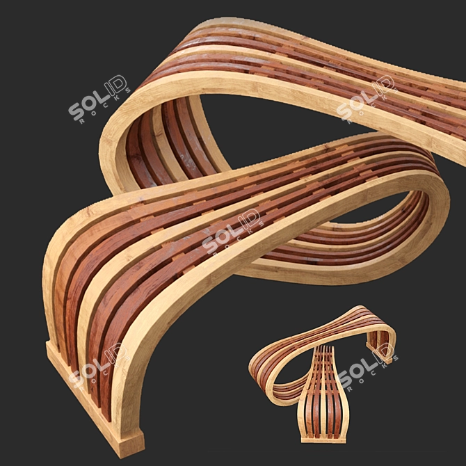 Modern Urban Bench 180x140x50cm 3D model image 3