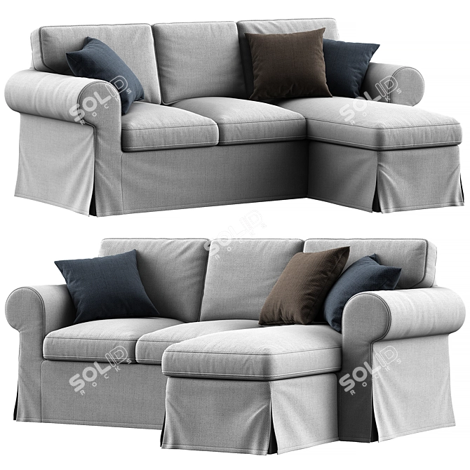 Ikea Uppland Gray Sofa Chaise 3D model image 1