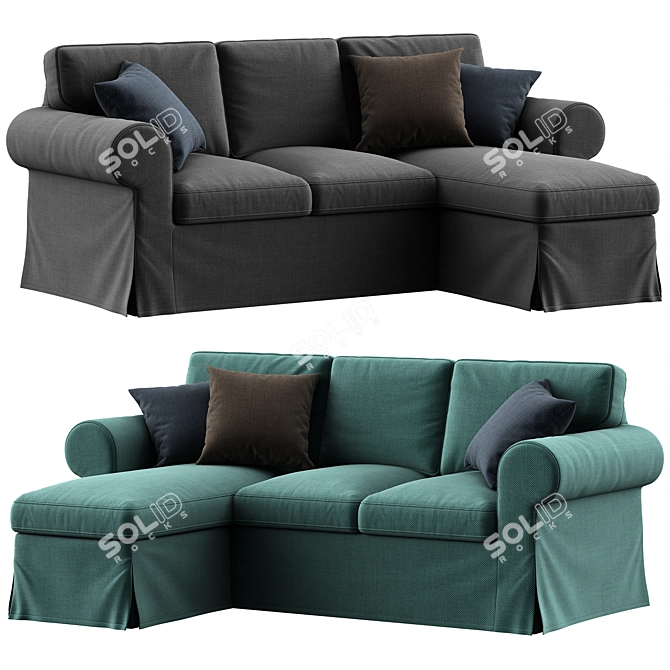 Ikea Uppland Gray Sofa Chaise 3D model image 2