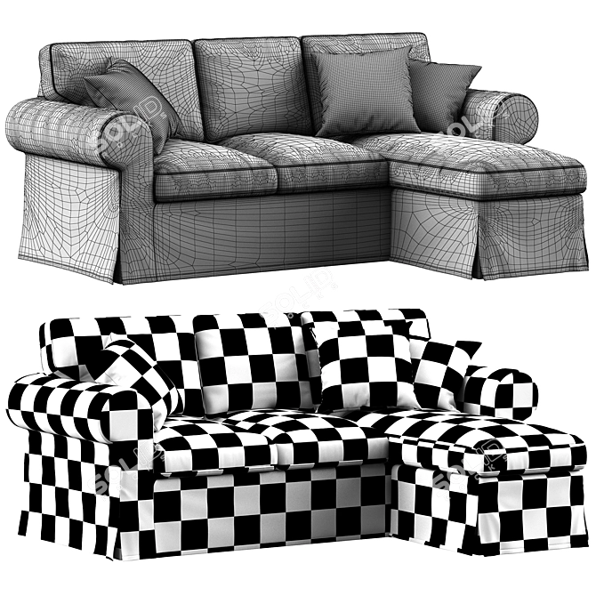 Ikea Uppland Gray Sofa Chaise 3D model image 5