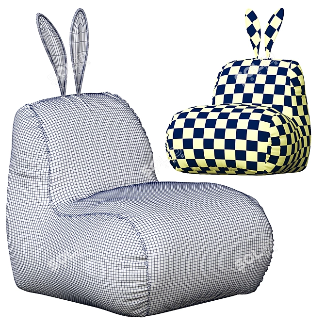 Cozy Rabbit Bean Bag Chair 3D model image 6