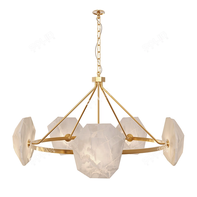 Alabaster & Brass Briolette Chandelier 3D model image 1