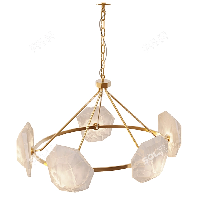 Alabaster & Brass Briolette Chandelier 3D model image 2