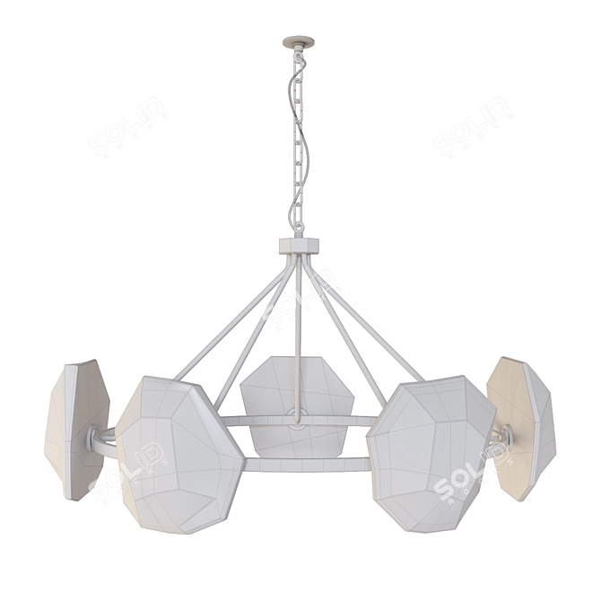 Alabaster & Brass Briolette Chandelier 3D model image 3