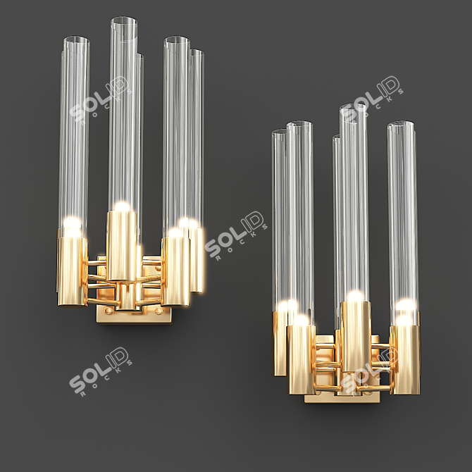  Luxe Gold Crystal Wall Lamp 3D model image 3