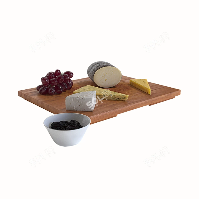 Gourmet Cheese and Fruit Set 3D model image 1