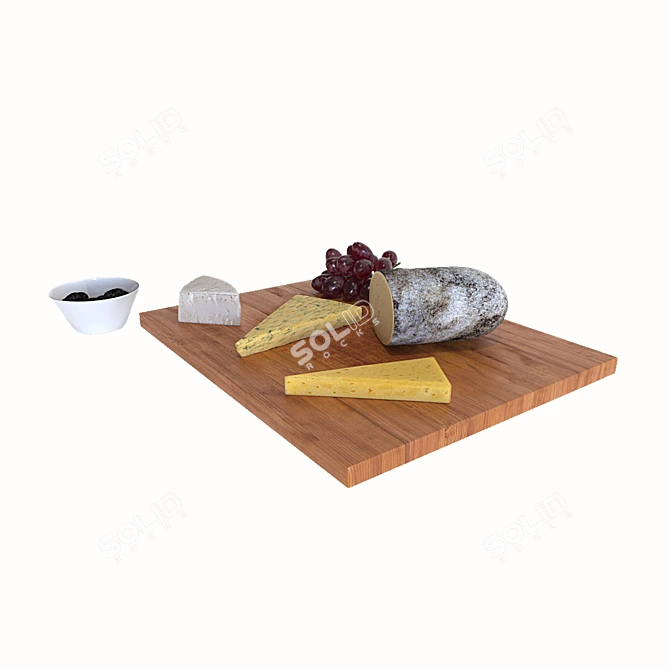 Gourmet Cheese and Fruit Set 3D model image 2