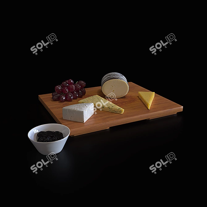 Gourmet Cheese and Fruit Set 3D model image 4