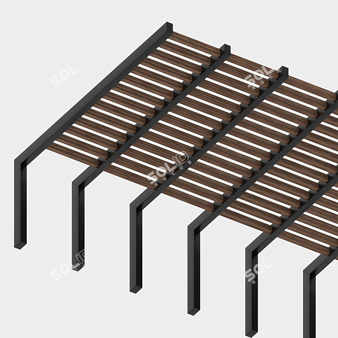 Wood and Metal Pergola Design 3D model image 1