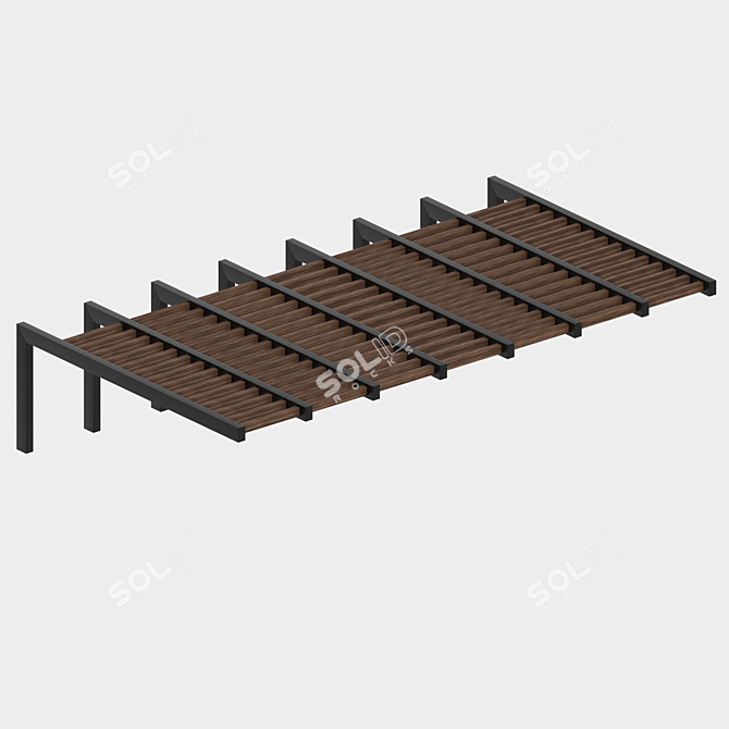 Wood and Metal Pergola Design 3D model image 2