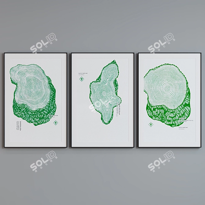 Modern Abstract Tree Picture Frame Set 3D model image 3