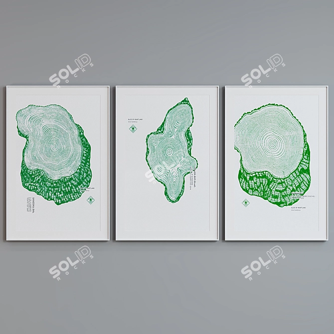 Modern Abstract Tree Picture Frame Set 3D model image 4