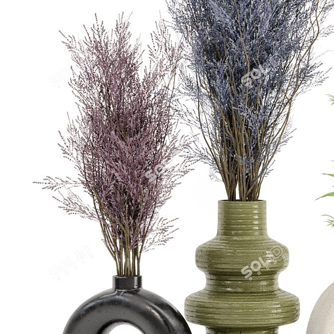 Concrete Pot Dry Plants Bouquet 3D model image 3