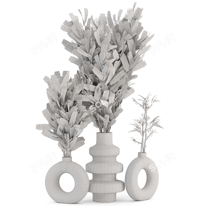 Concrete Pot Dry Plants Bouquet 3D model image 6