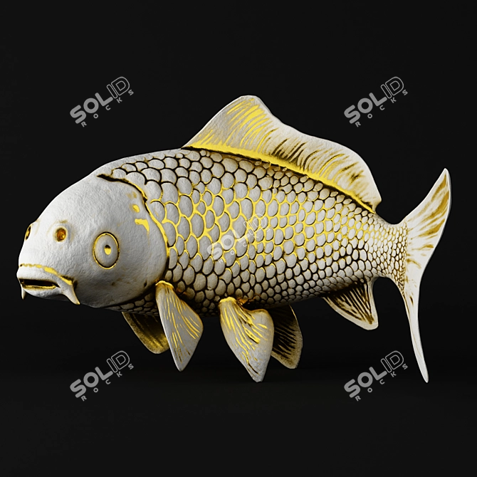 Elegant Koi Fish Sculpture 3D model image 2