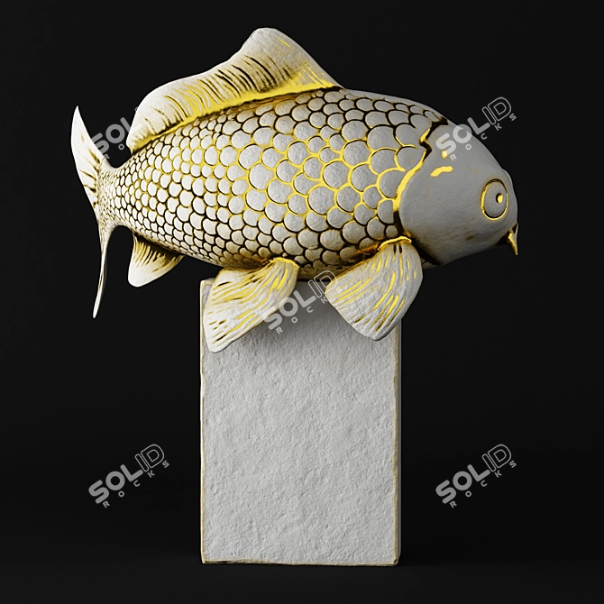 Elegant Koi Fish Sculpture 3D model image 3