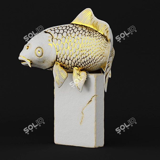 Elegant Koi Fish Sculpture 3D model image 4