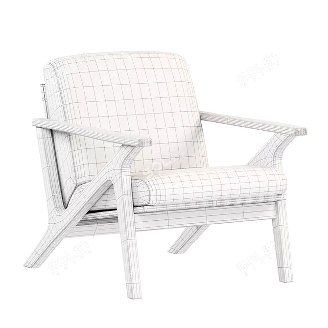 Elegant Zola Lounge Chair: Gold Velvet & Walnut 3D model image 3