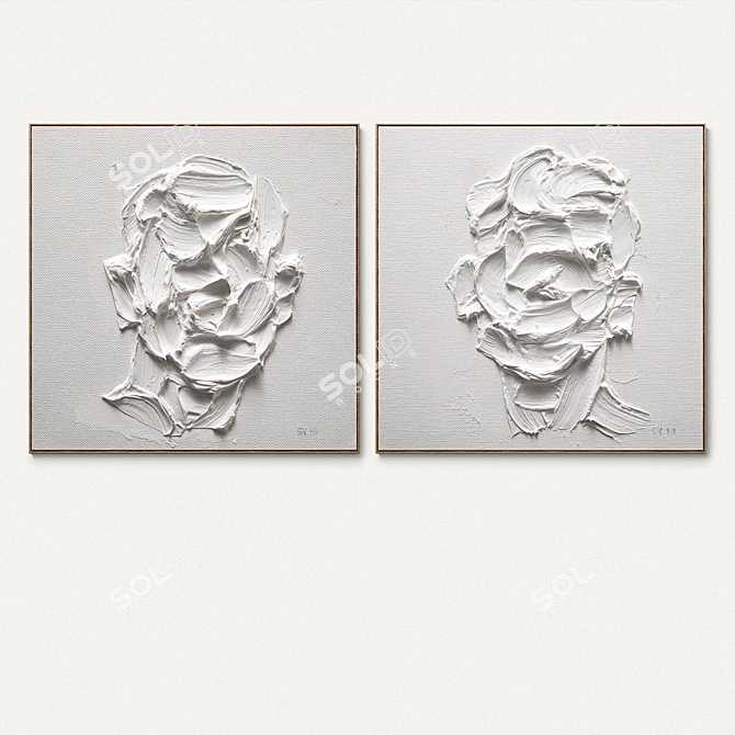 Dual Square Plaster Frames Set 3D model image 3