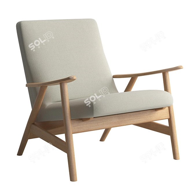 Solid American White Oak Sofa 3D model image 1