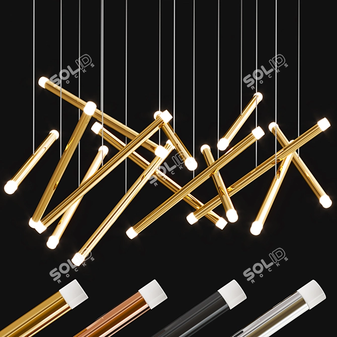 Modern LED Chandelier Metal Glass 3D model image 1