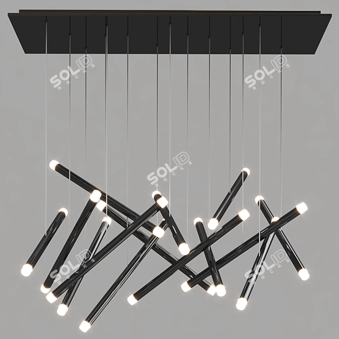 Modern LED Chandelier Metal Glass 3D model image 4