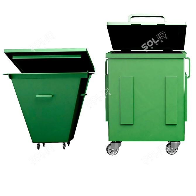 Colorful Trash Bin Set | MGB 1100 Urban Trash Bins 3D model image 2