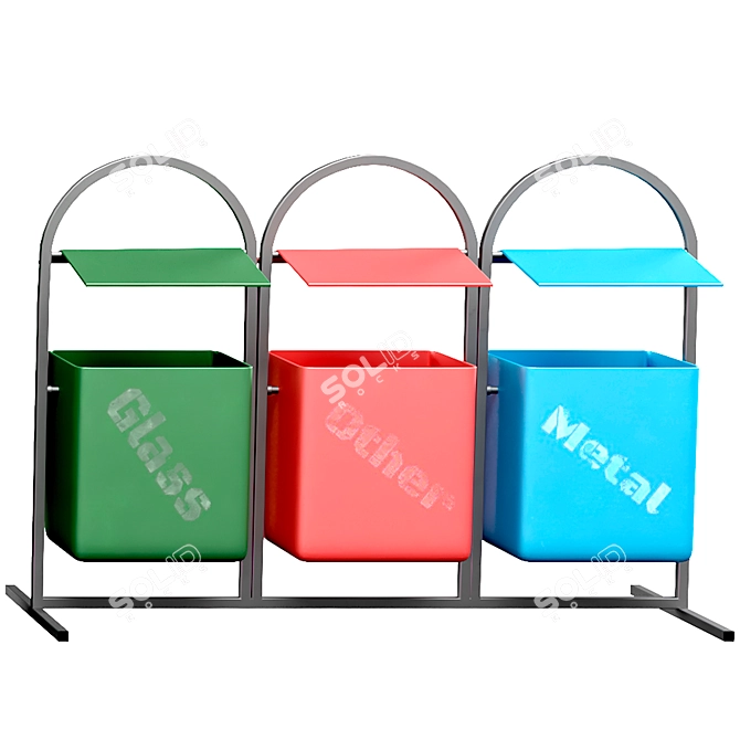 Colorful Trash Bin Set | MGB 1100 Urban Trash Bins 3D model image 4