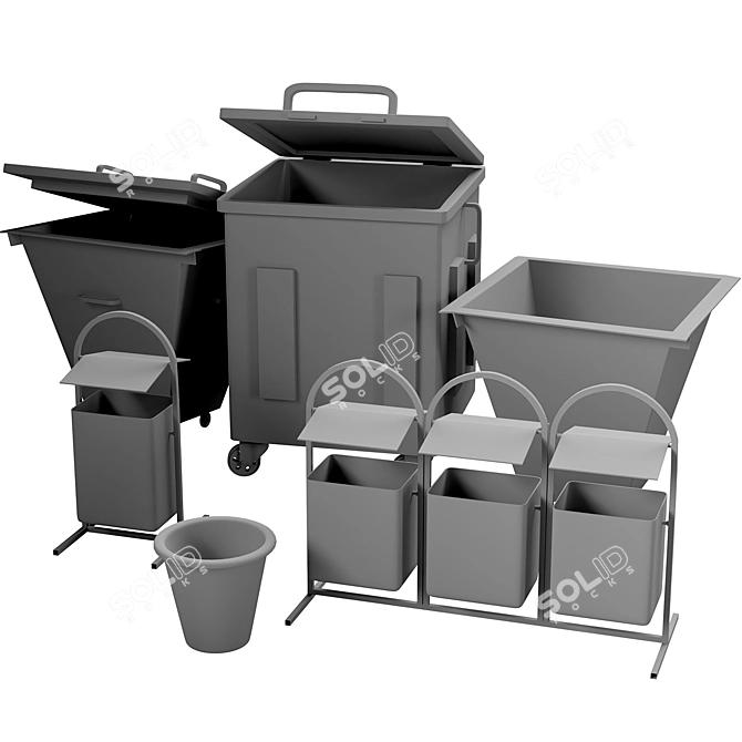 Colorful Trash Bin Set | MGB 1100 Urban Trash Bins 3D model image 5