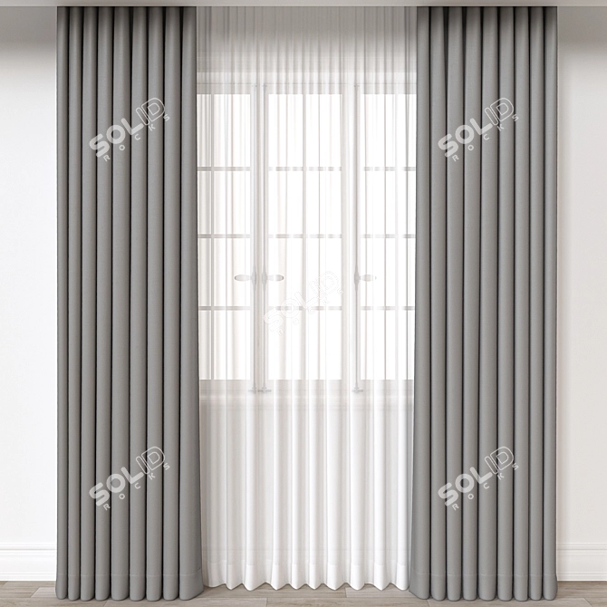 Modern Curtain 3D Model Set 3D model image 1