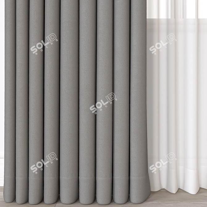 Modern Curtain 3D Model Set 3D model image 2