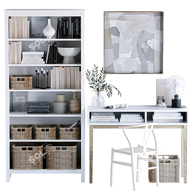Scandi Style Home Office Set 3D model image 1