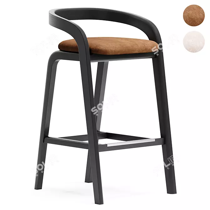 Sleek Passoni GENEA Bar Stool 3D model image 1