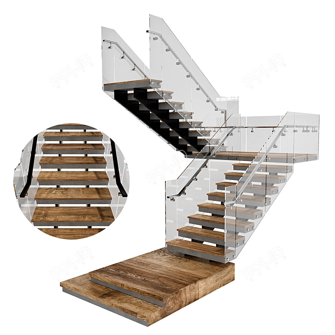 Contemporary Staircase Model FBX 3D model image 2