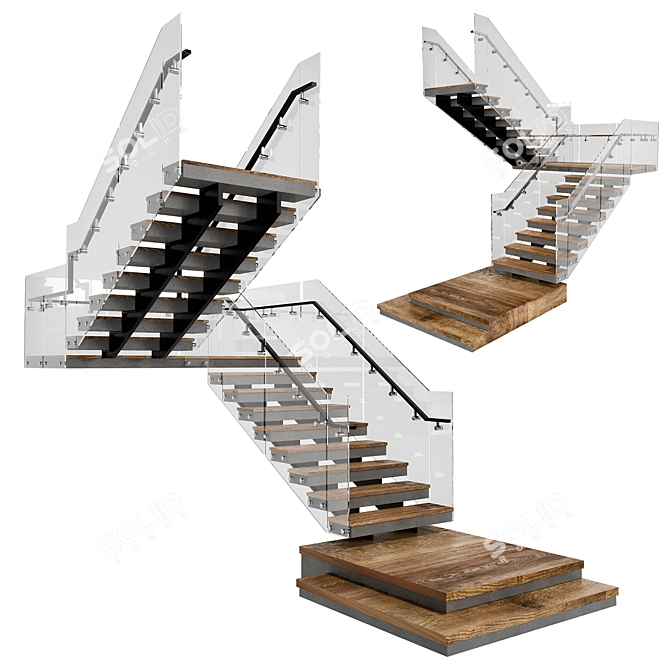 Contemporary Staircase Model FBX 3D model image 3