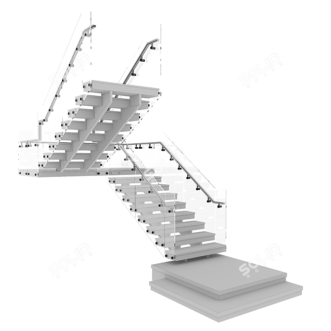 Contemporary Staircase Model FBX 3D model image 5