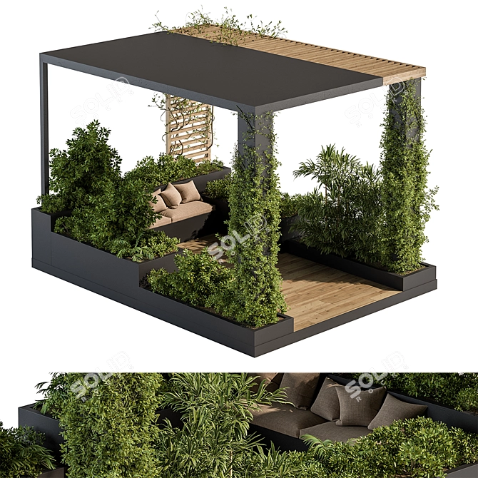 Pergola Roof Garden Furniture Landscape 3D model image 2