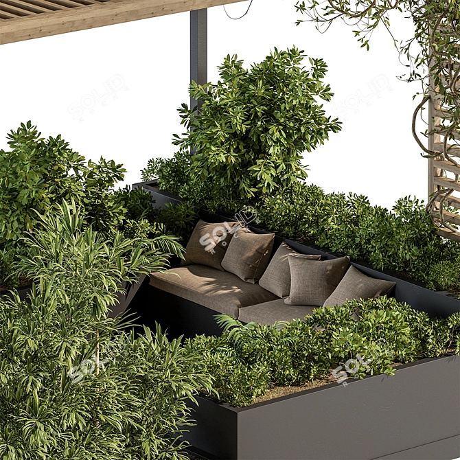 Pergola Roof Garden Furniture Landscape 3D model image 4