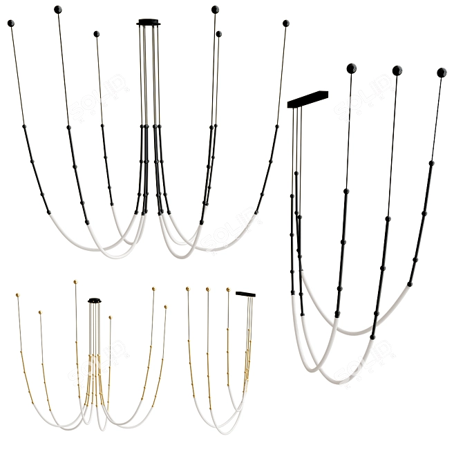 Sleek LED Aluminium Chandelier 3D model image 1