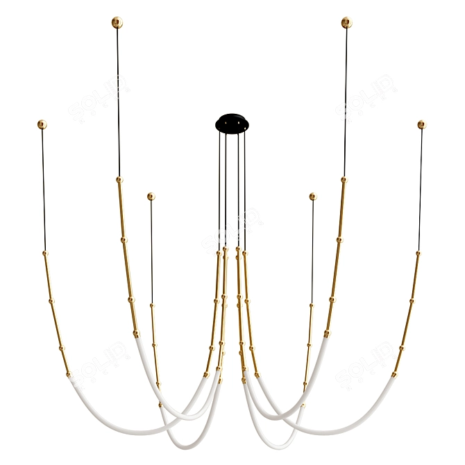 Sleek LED Aluminium Chandelier 3D model image 2