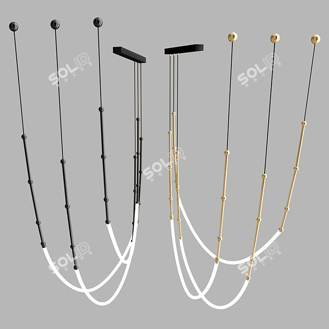 Sleek LED Aluminium Chandelier 3D model image 3