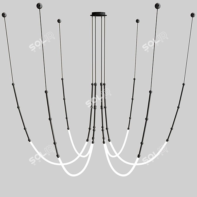 Sleek LED Aluminium Chandelier 3D model image 4