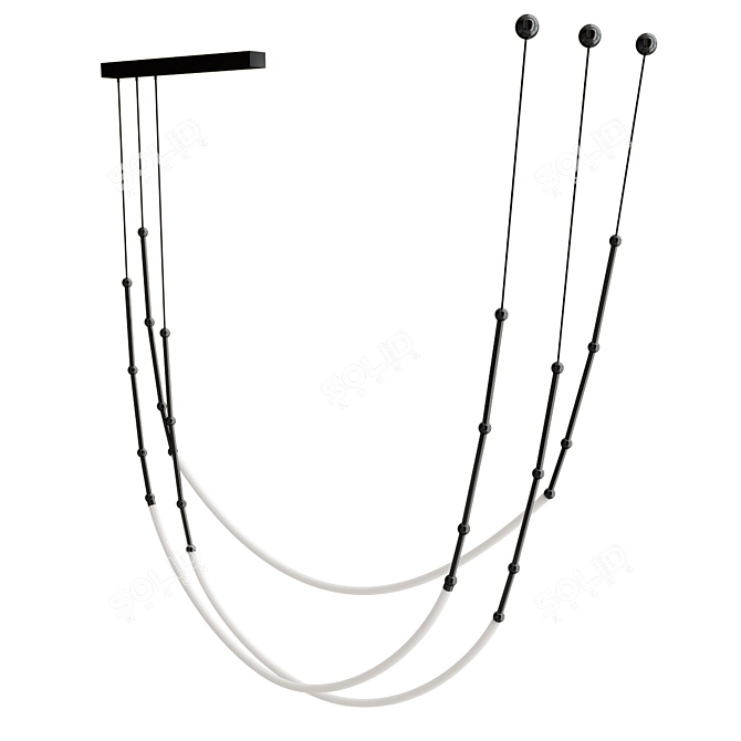 Sleek LED Aluminium Chandelier 3D model image 5