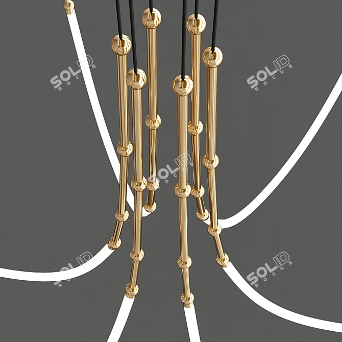 Sleek LED Aluminium Chandelier 3D model image 6
