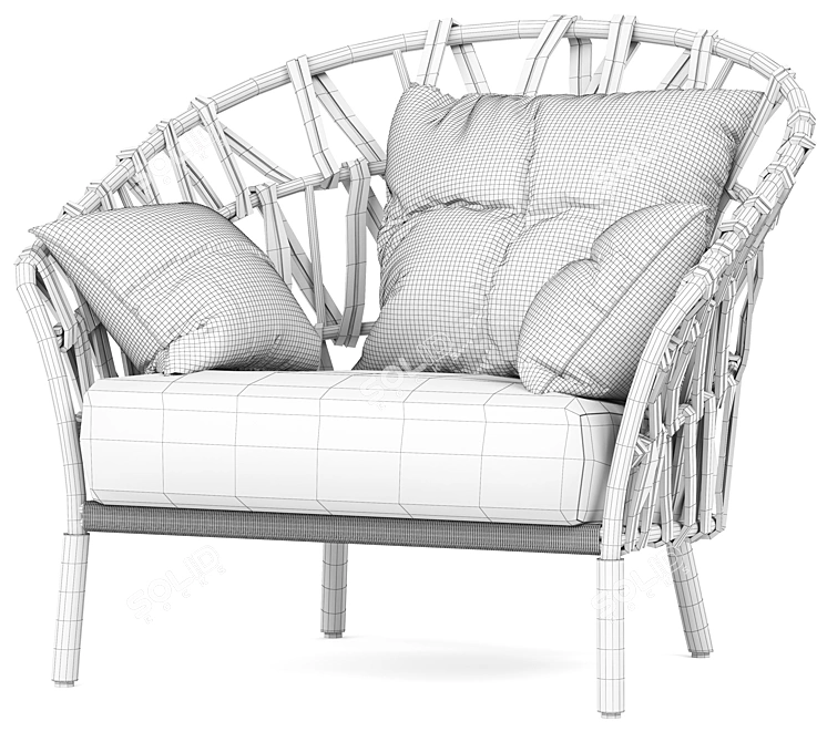 Modern Fabric Garden Armchair Design 3D model image 5