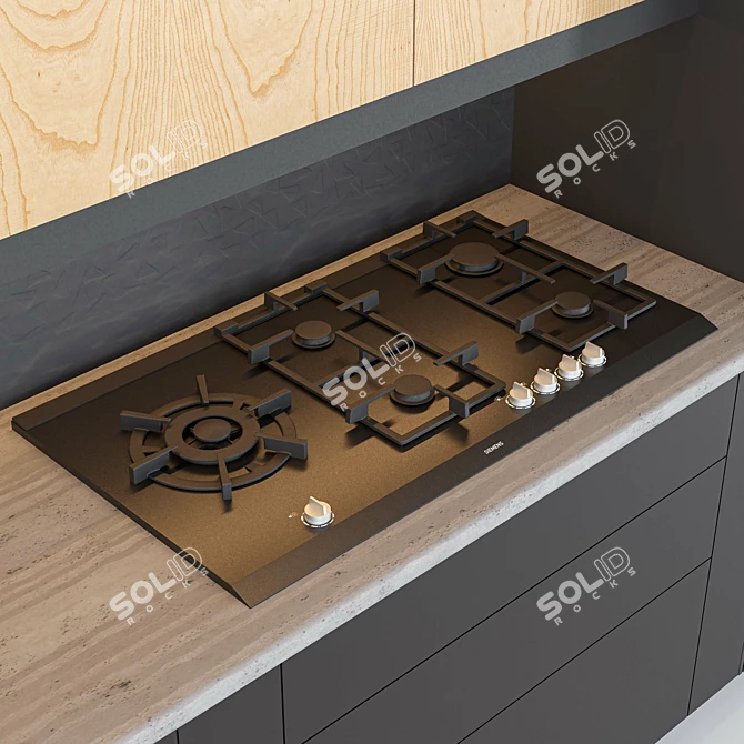 Modern Kitchen Set 2016 3D model image 3