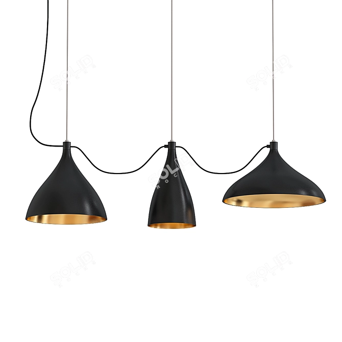 Modern Swell String Pendant Light 3D model image 1