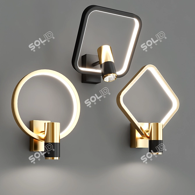 Modern Acrylic Metal Wall Lamp 3D model image 2