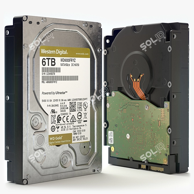  WD Gold 6TB HDD, PBR Ready 3D model image 1