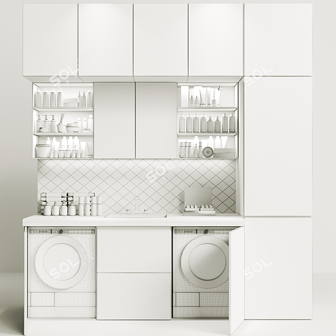 Bathroom Set with Accessories 3D model image 2